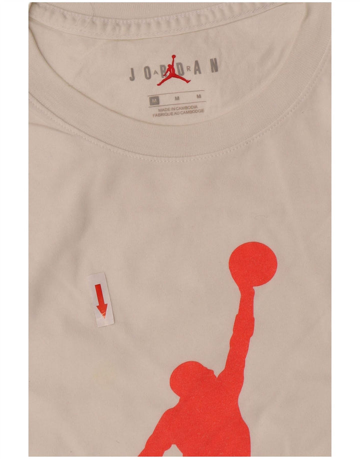 Camiseta Jordan masculina gráfica Top médio algodão branco