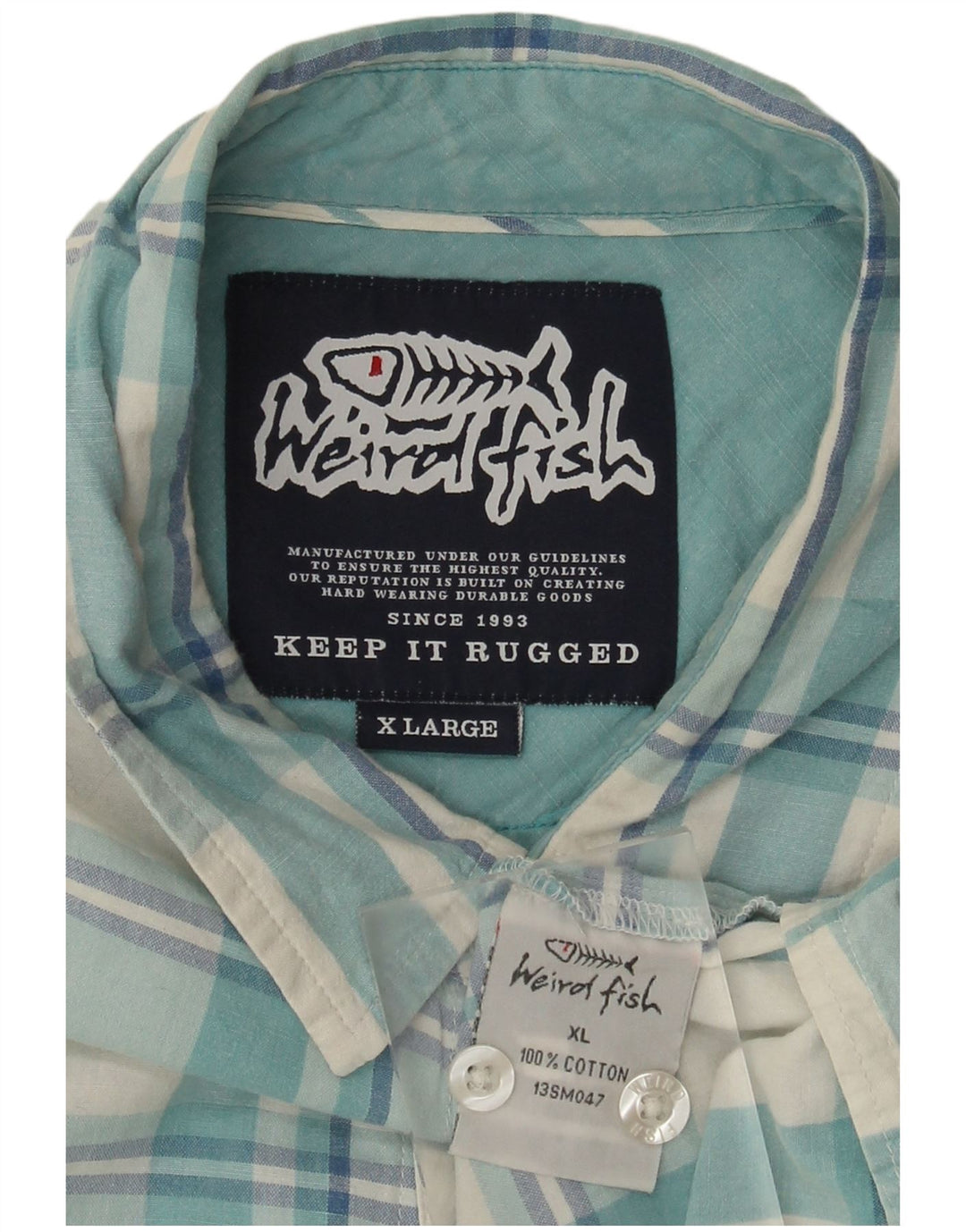 Camisa masculina Weird Fish XL azul xadrez de algodão
