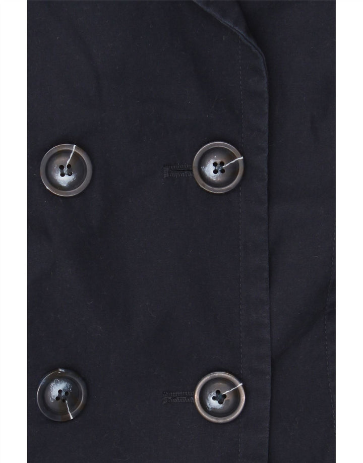 Casaco feminino Marks & Spencer Pea Coat UK 10 pequeno algodão azul marinho
