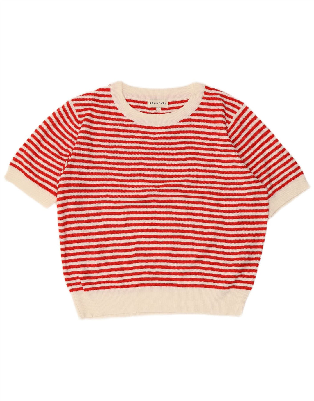 Suéter feminino PEPALOVES com gola redonda, listrado vermelho médio UK 14