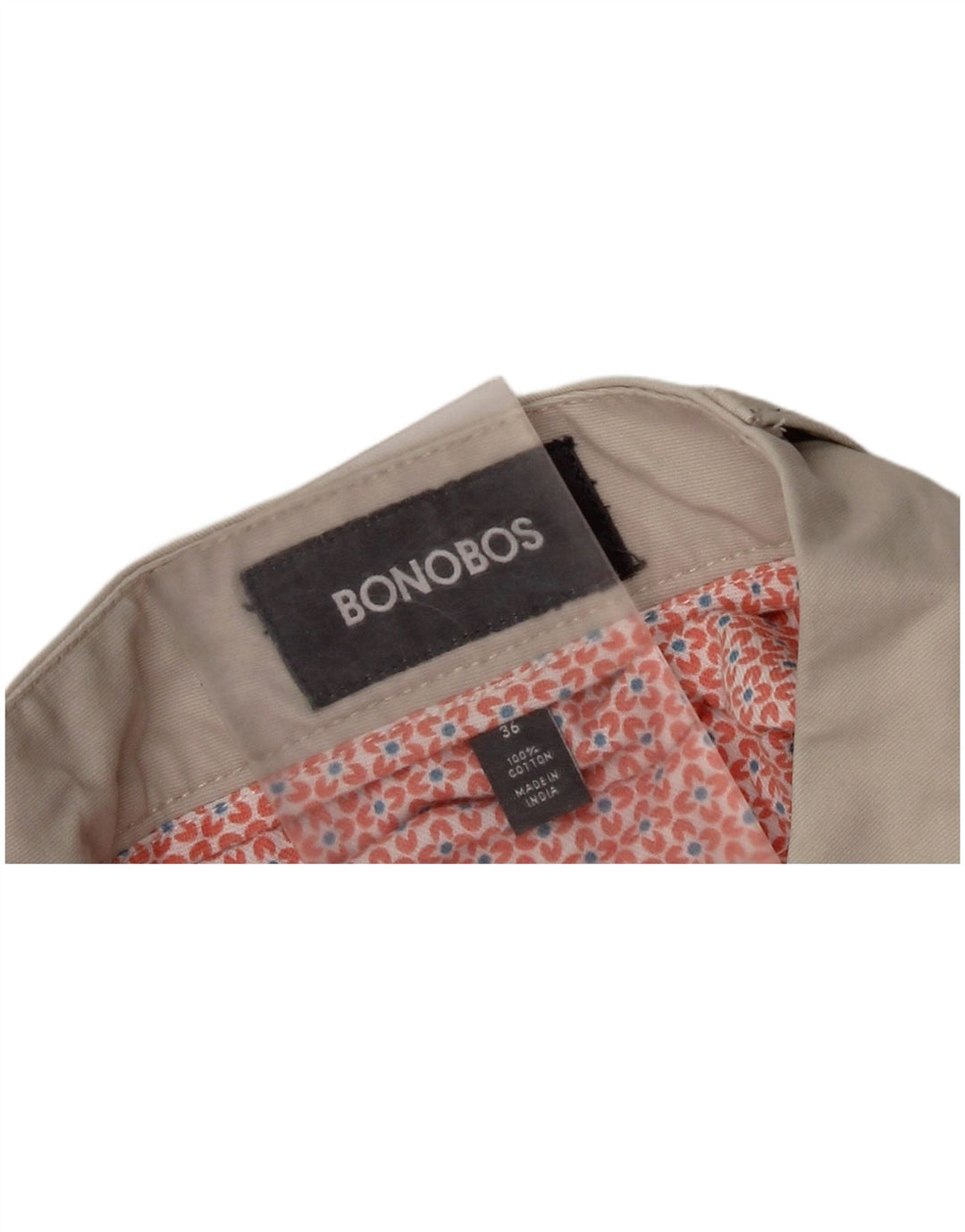BONOBOS Mens Chino Shorts W36 Grande Algodão Bege