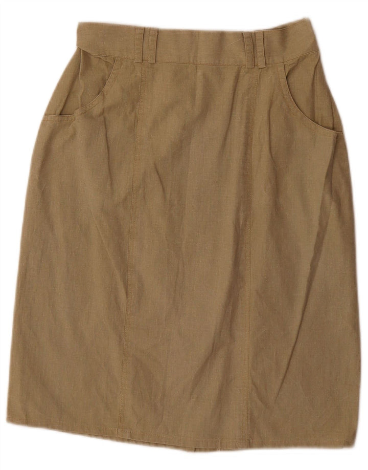 Saia lápis feminina vintage W26 pequena cáqui