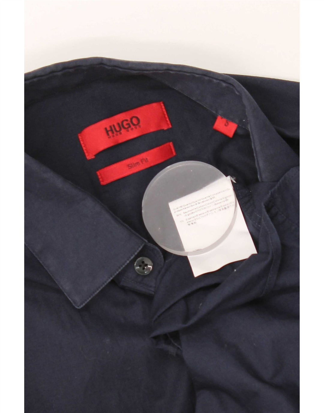 Camisa Slim Fit Masculina Hugo Boss Pequena Azul Marinho Algodão