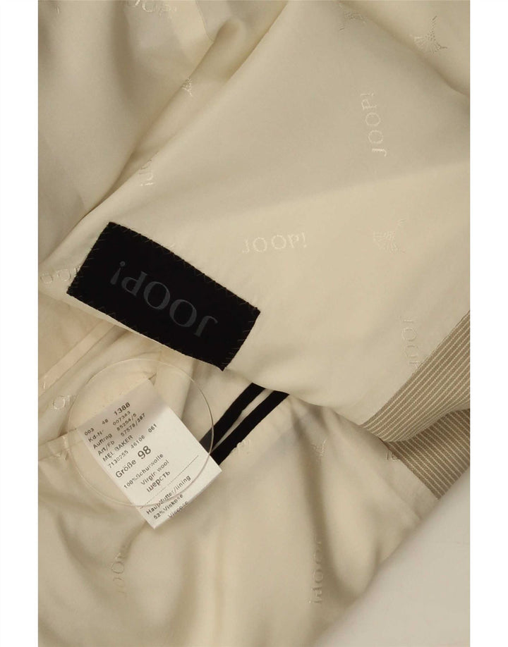 Jaqueta blazer masculina Joop com 2 botões IT 48 lã virgem listrada bege médio
