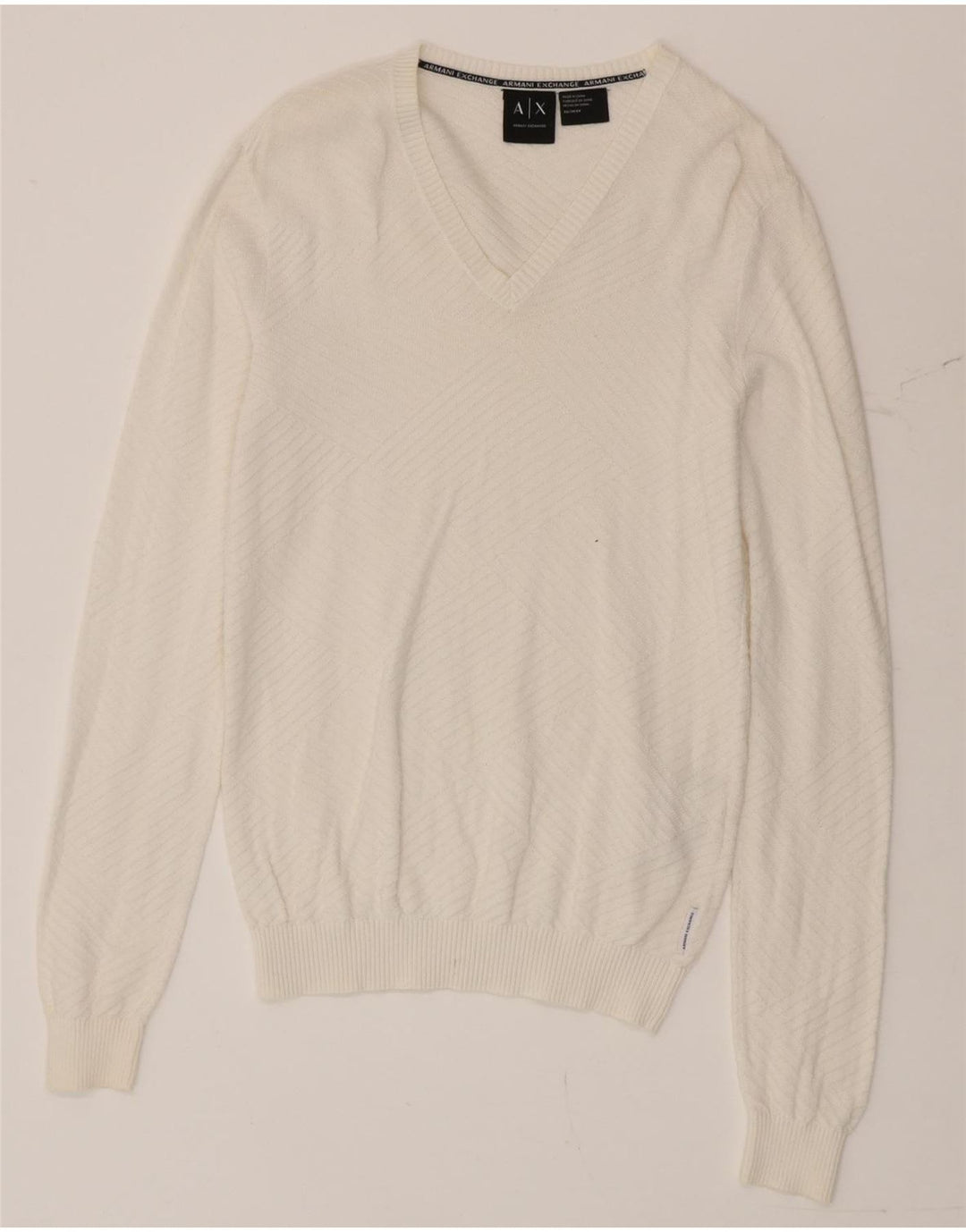 Suéter masculino Armani Exchange com decote em V XS algodão branco