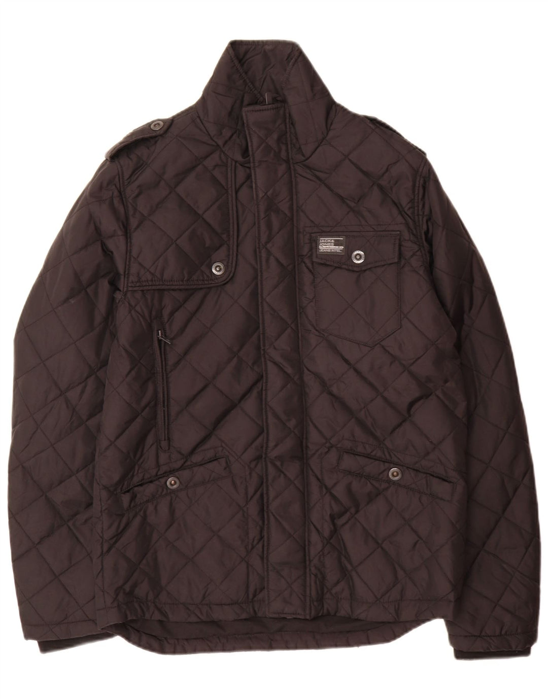 Jaqueta militar acolchoada masculina Jack & Jones Reino Unido 38 nylon preto médio