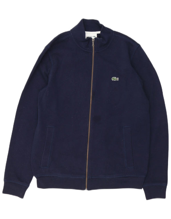 LACOSTE Mens Tracksuit Top Jacket Size 4 Medium Navy Blue Cotton