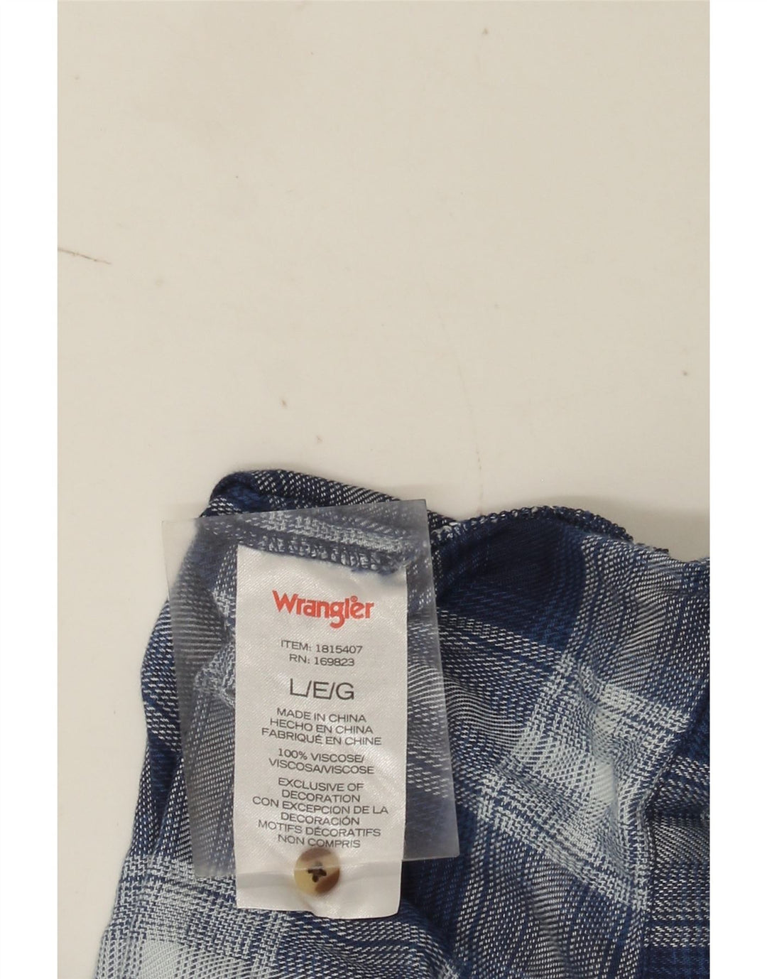 Wrangler blusa feminina manga 3/4 top UK 16 grande azul xadrez viscose