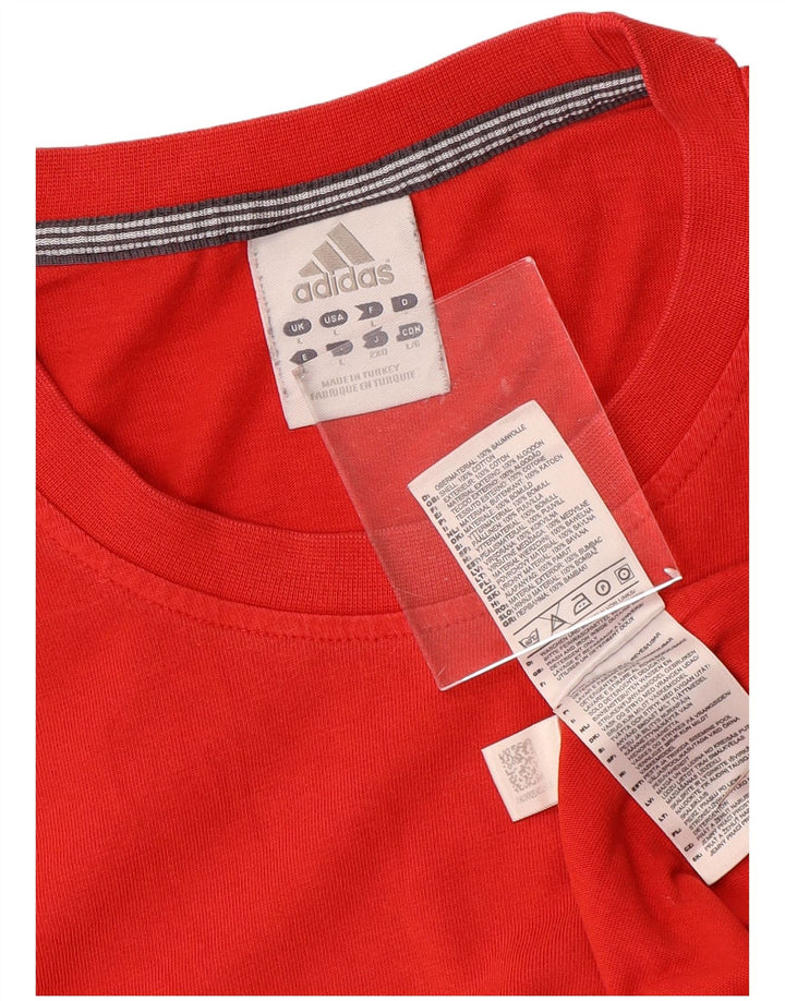 ADIDAS Mens Top Manga Longa Grande Algodão Vermelho
