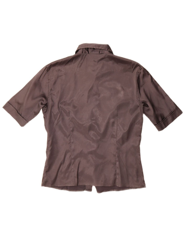 Camisa feminina de manga curta Stefanel UK 14 grande cinza