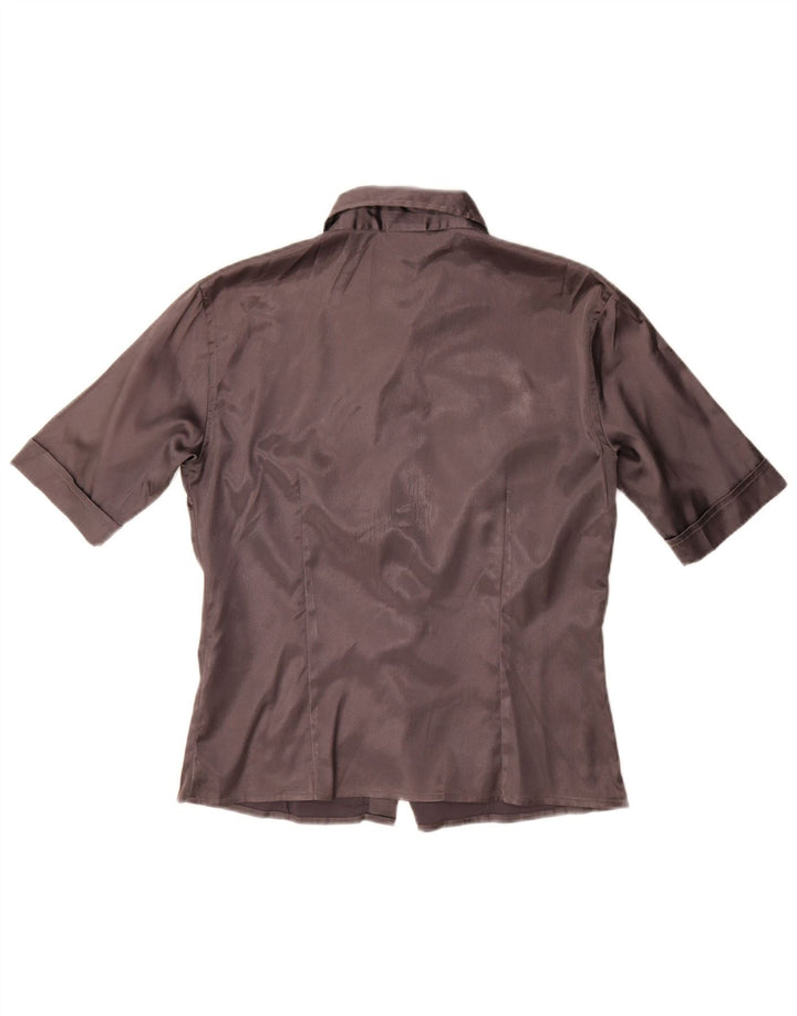 Camisa feminina de manga curta Stefanel UK 14 grande cinza
