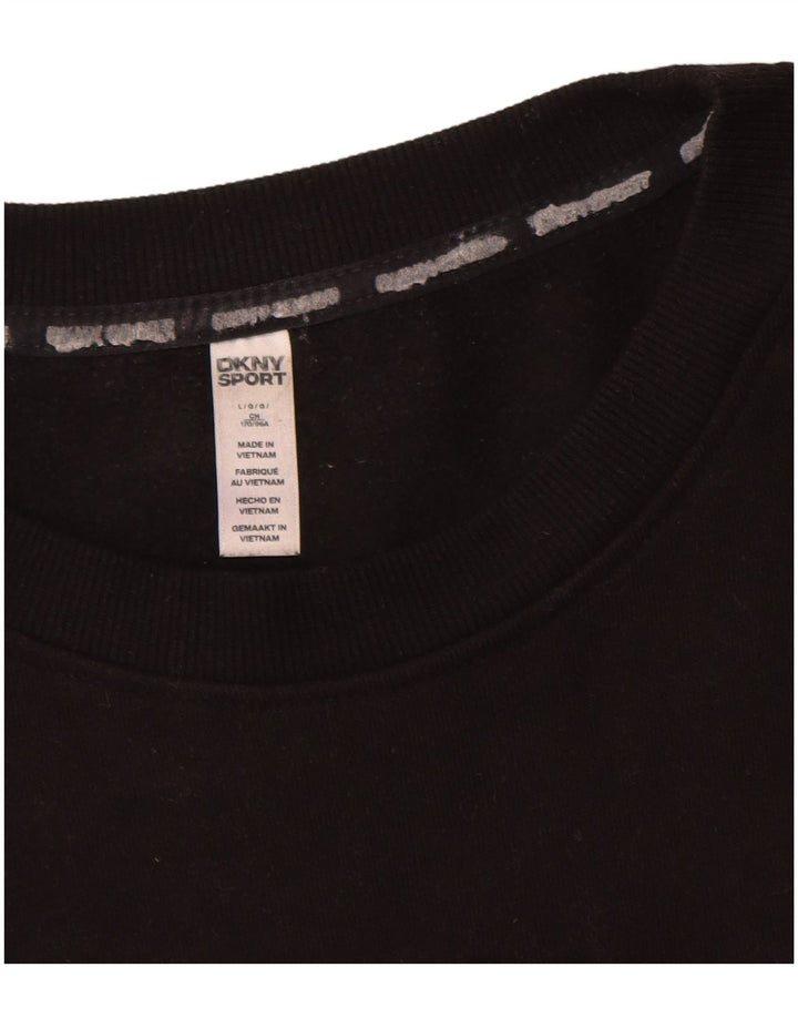 Dkny moletom gráfico masculino jumper grande algodão preto