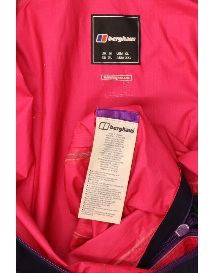 Jaqueta de chuva feminina com capuz Berghaus UK 16 grande poliamida roxa