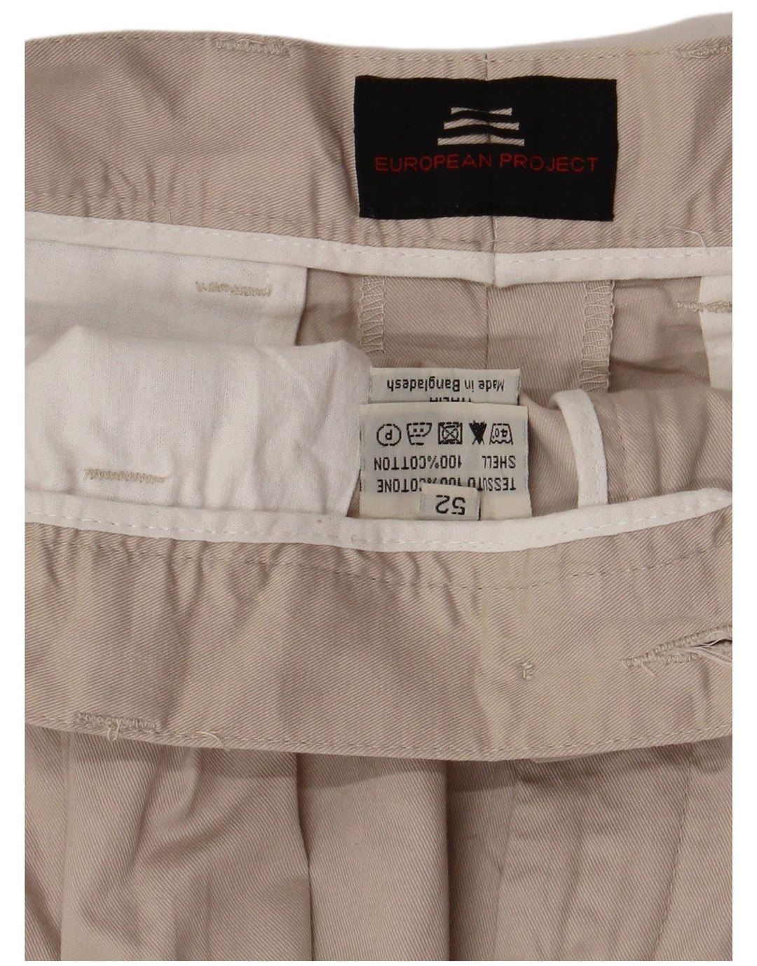 PROJETO EUROPEU Shorts Chino Masculino Pegged IT 52 XL W32 Algodão Bege