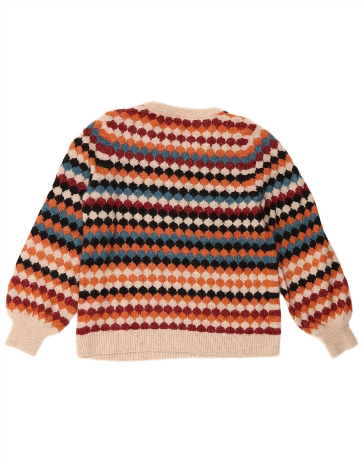 Suéter feminino Fat Face com gola redonda UK 10 pequeno multicolorido