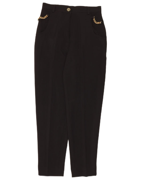 Vintage Womens High Waist Casual Trousers IT 44 Medium W28 L28 Black