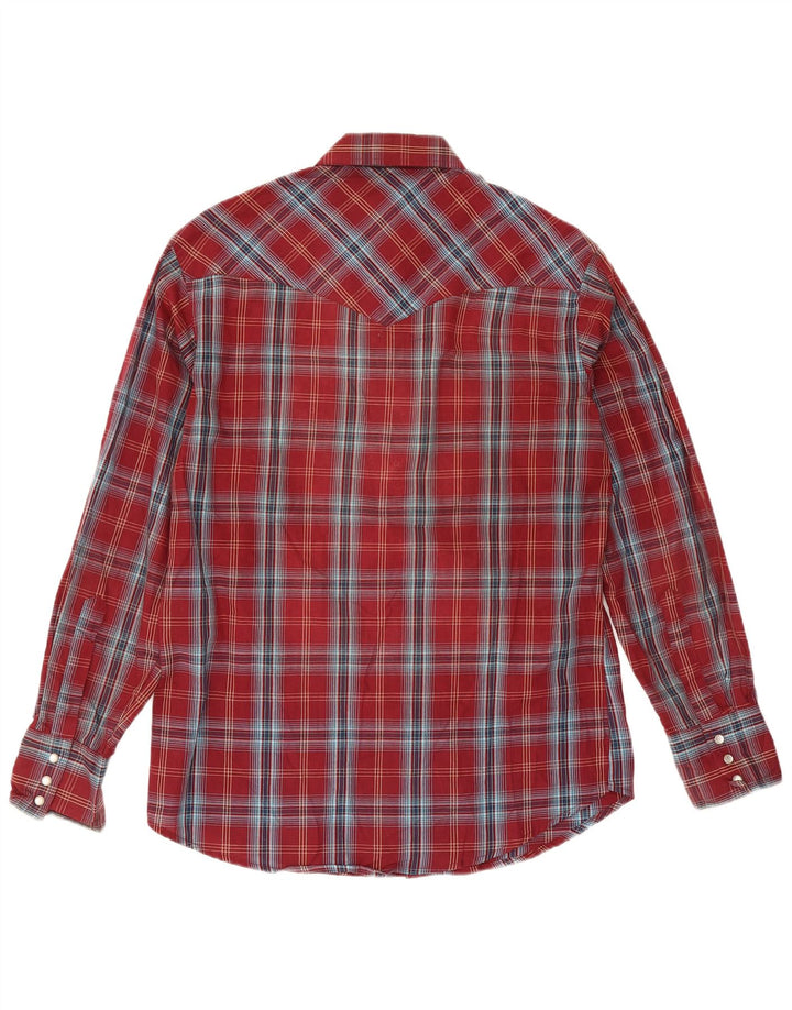 Camisa ocidental Wrangler masculina média xadrez Borgonha