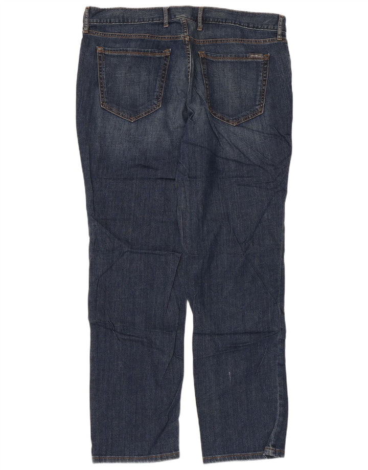 EDDIE BAUER Calça jeans reta feminina Boyfriend Distressed W36 L30 Azul