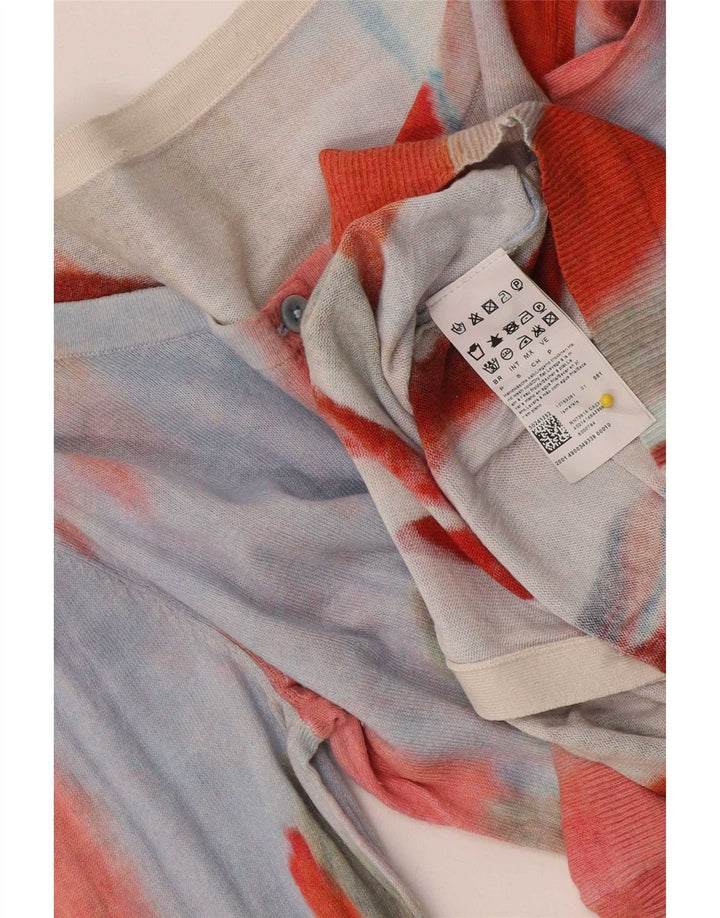 Suéter cardigã feminino Hugo Boss com padrão abstrato Reino Unido 10 pequeno multicolorido