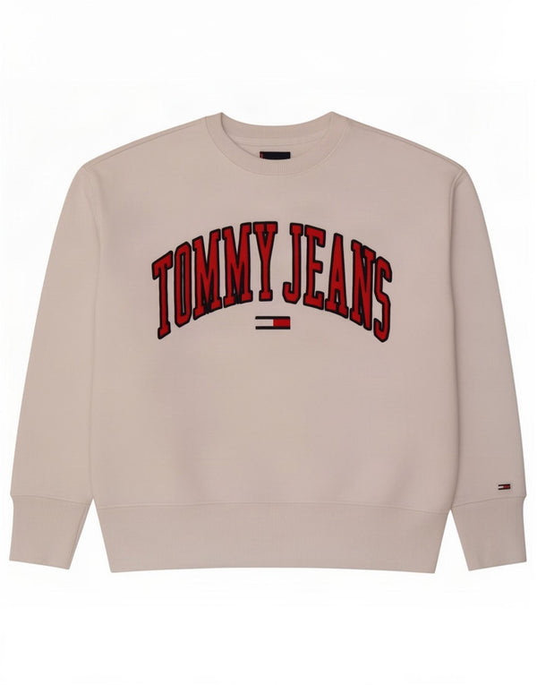 Tommy Hilfiger moletom gráfico feminino jumper UK 14 médio branco