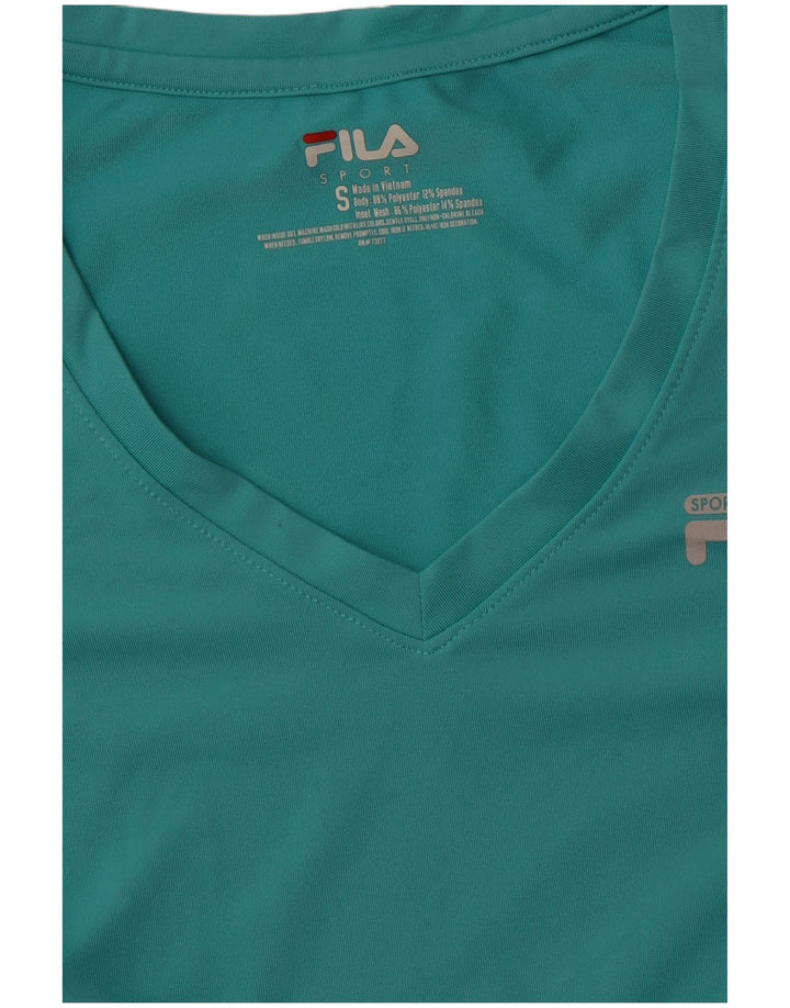 Camiseta feminina FILA UK 8 pequena turquesa poliéster