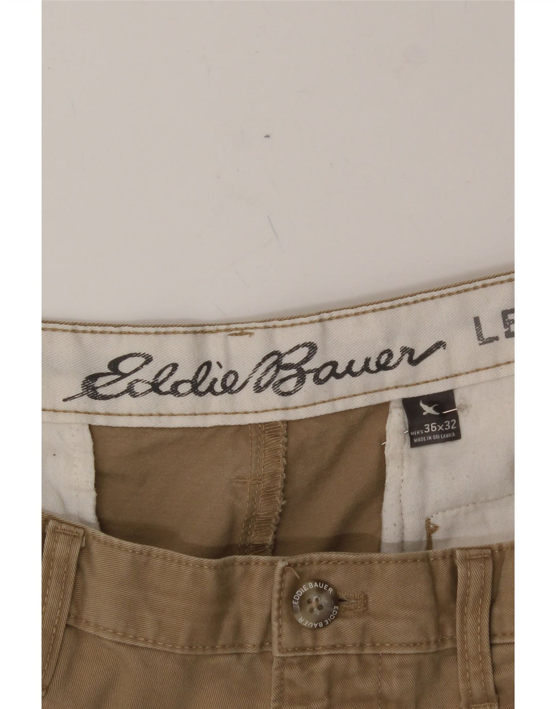 EDDIE BAUER Mens Straight Chino Trousers W36 L32 Beige Cotton Vintage Eddie Bauer and Second-Hand Eddie Bauer from Messina Hembry 