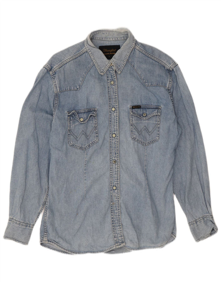 Camisa jeans feminina Wrangler Reino Unido 14 grande azul