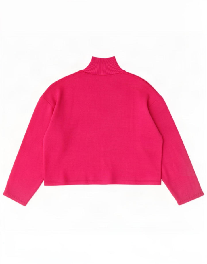 Zara Suéter feminino oversized com gola de tartaruga Reino Unido 14 médio rosa