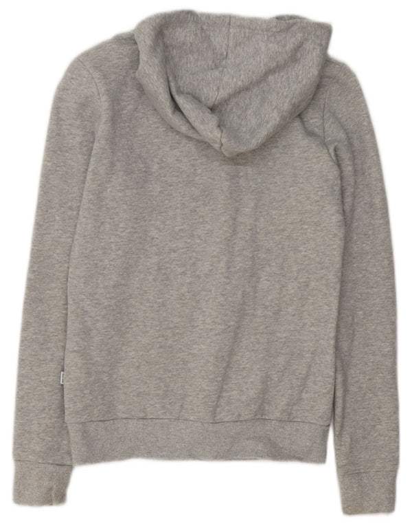 Puma feminino gráfico moletom com capuz UK 6 XS cinza algodão manchado