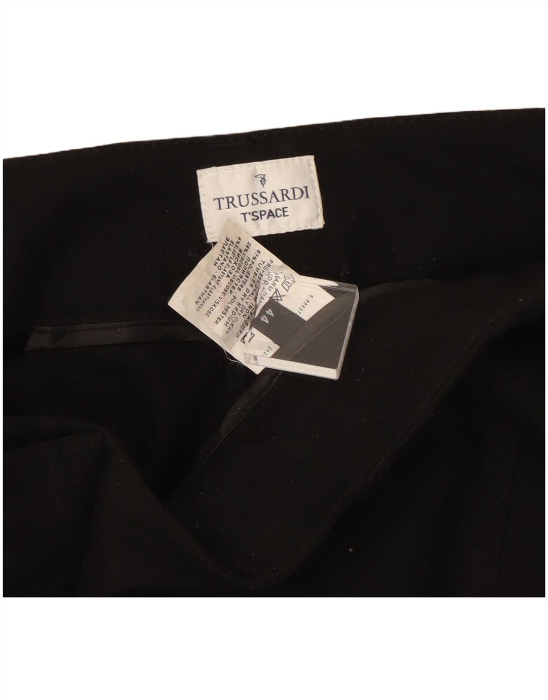 Calça feminina Trussardi de terno reto IT 44 médio W30 L31 preta
