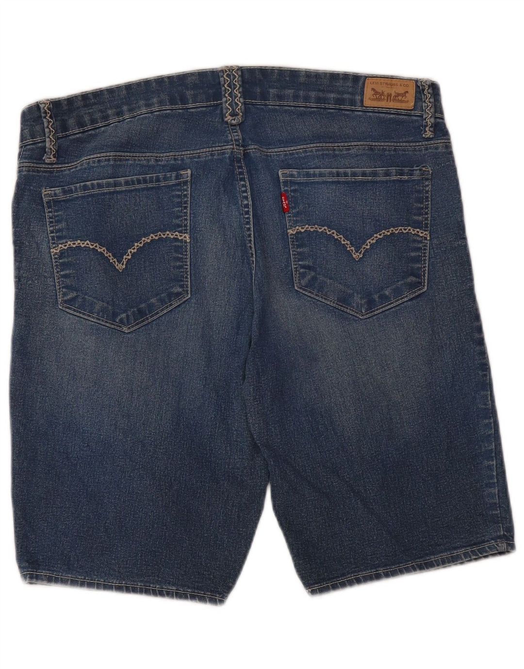 Bermuda feminina jeans desgastada LEVI'S EUA 13 grande W32 algodão azul