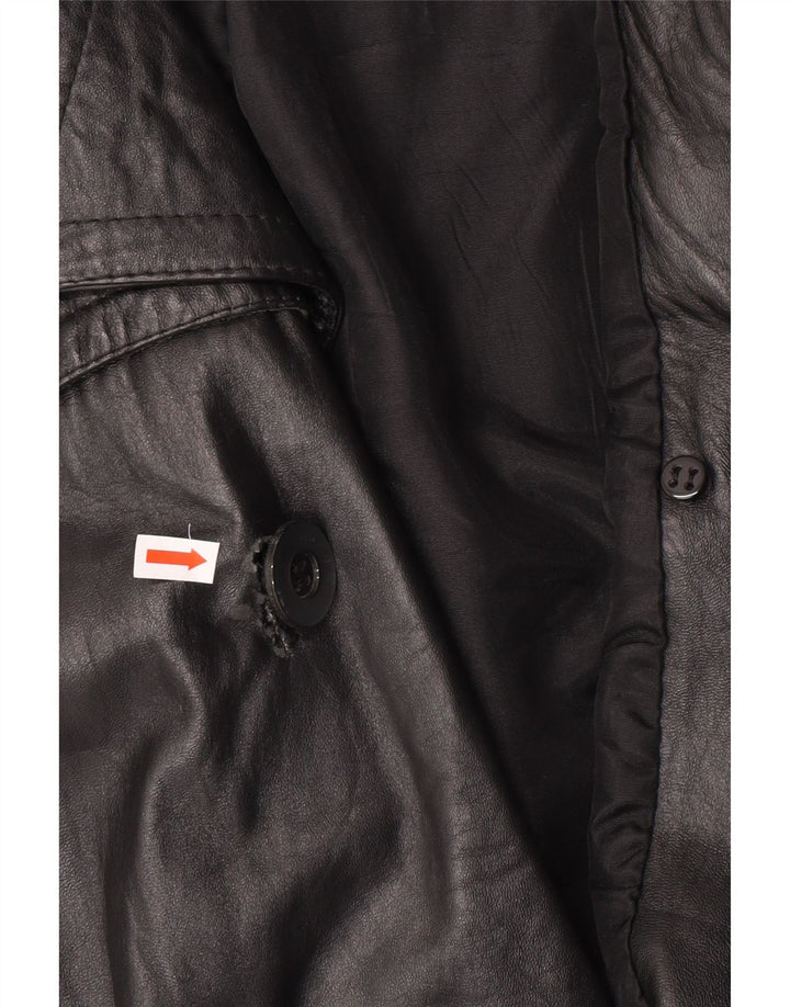 Jaqueta de couro vintage masculina com peito duplo Reino Unido 40 couro preto grande