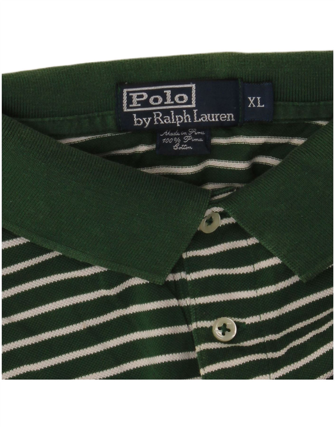 POLO RALPH LAUREN Camisa polo masculina XL algodão listrado verde