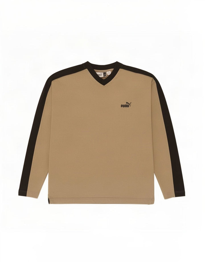 Puma Mens Top Manga Longa Grande Colourblock Bege