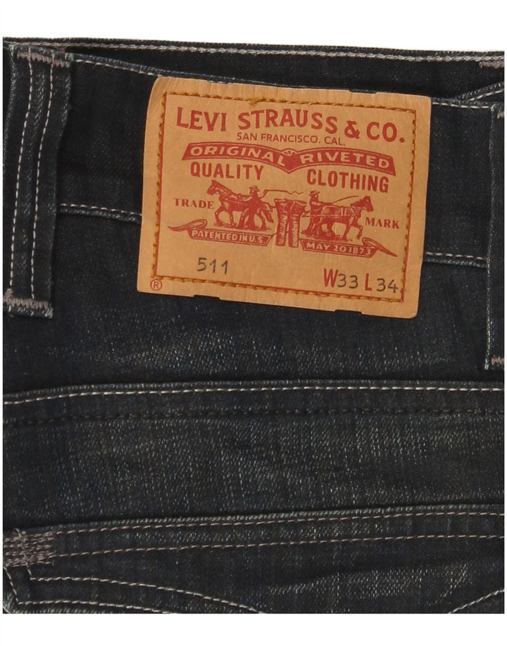 LEVI'S Masculino 511 Slim Jeans W33 L34 Azul Marinho Algodão
