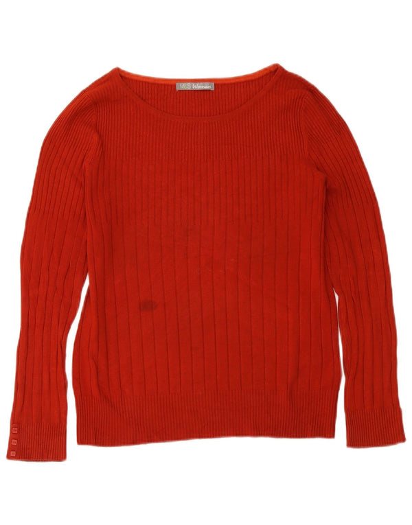 Suéter feminino Marks & Spencer com gola canoa Reino Unido 16 grande viscose vermelha