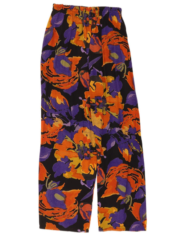 Calça casual feminina vintage com padrão abstrato UK 14 grande W32 L26 Multico