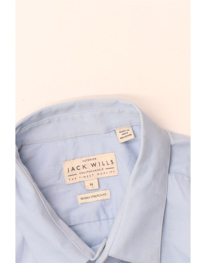 JACK WILLS Camisa masculina skinny fit de algodão azul médio