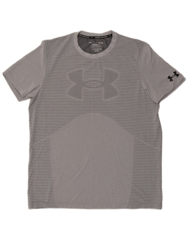 Camiseta masculina Under Armour Heat Gear Graphic Top XL cinza risca de giz poliéster