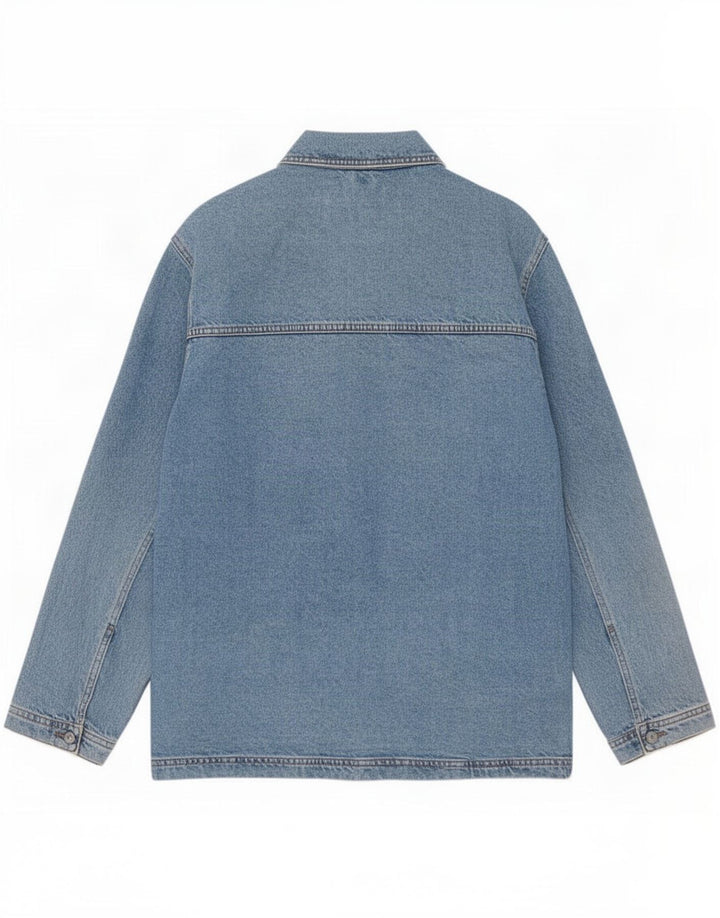 Jaqueta jeans feminina superdimensionada Topshop Reino Unido 10 algodão azul pequeno