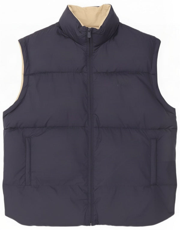 Asics Mens Reversível Acolchoado Gilet UK 42 XL Poliéster Azul Marinho