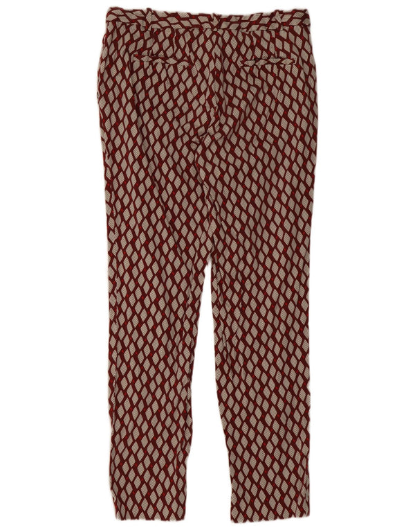 Zara Womens Slim Chino Trousers EU 38 Small W28 L26 Burgundy Geometric