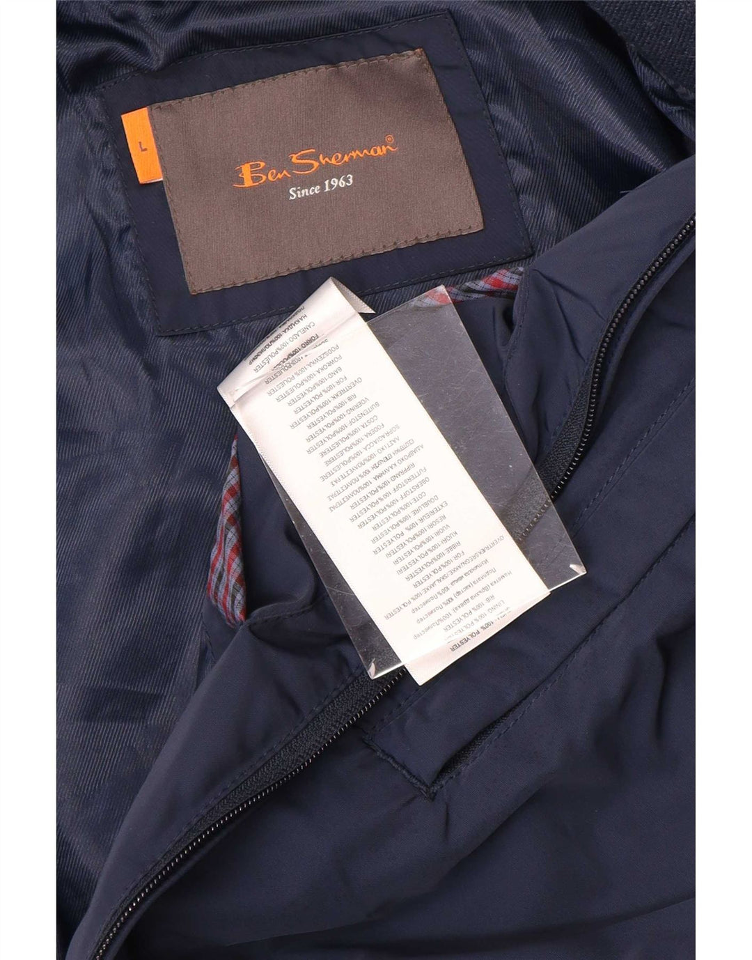 Jaqueta bomber masculina Ben Sherman Reino Unido 40 grande poliéster azul marinho