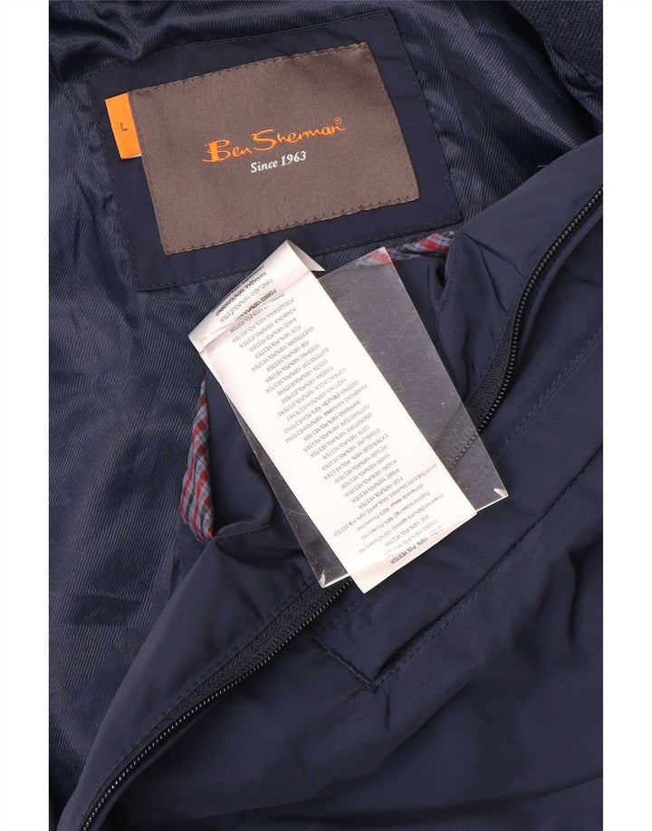 Jaqueta bomber masculina Ben Sherman Reino Unido 40 grande poliéster azul marinho