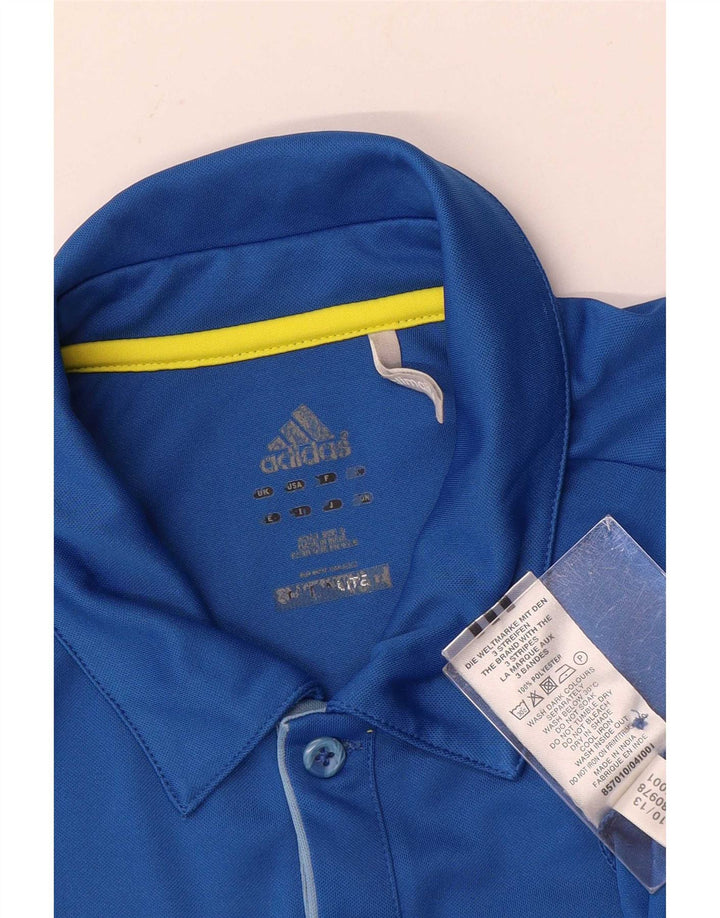Camisa Polo Adidas Masculina Climalite Pequena Azul Poliéster