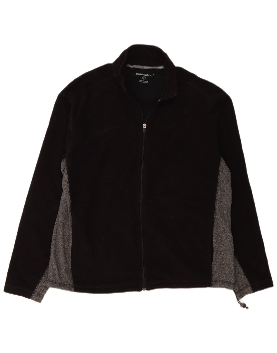 Jaqueta de lã masculina EDDIE BAUER UK 40 grande poliéster colorblock preto