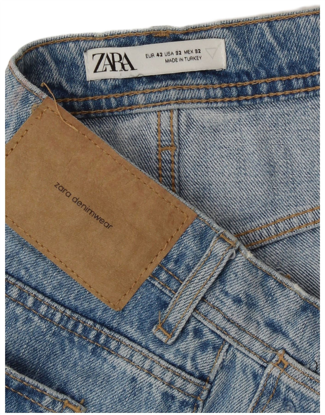 Zara Shorts jeans masculino desgastado UE 42 grande W32 algodão azul