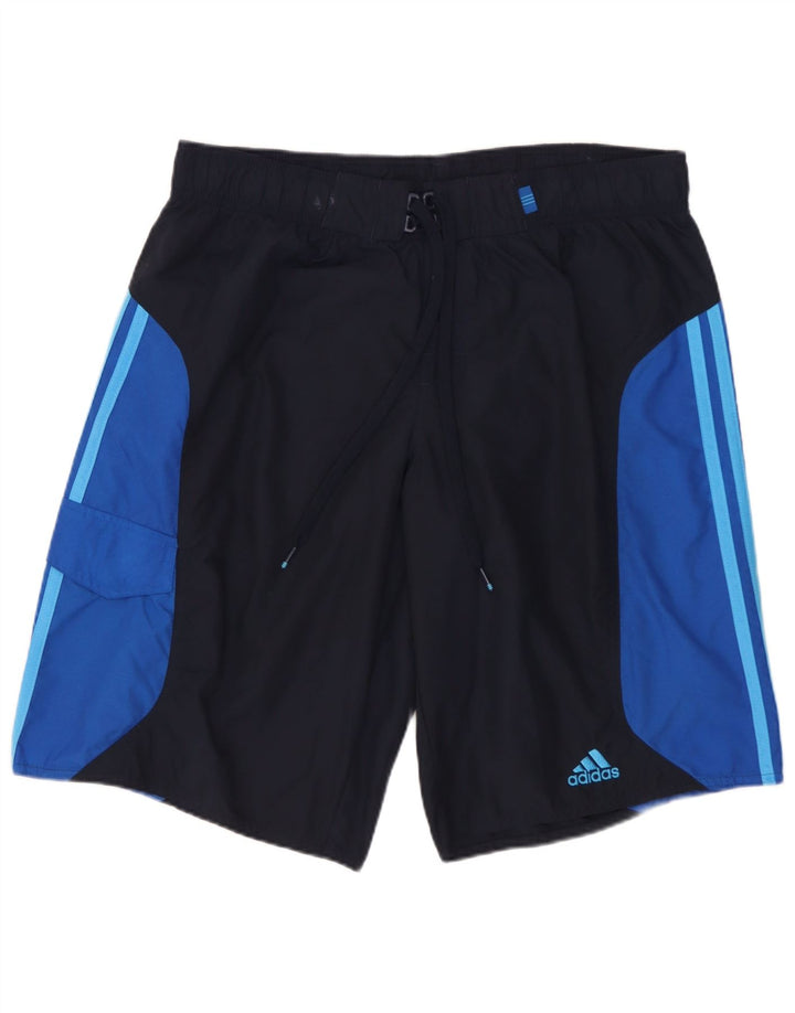Shorts de natação masculinos Adidas Cargo médio azul marinho Colourblock Nylon