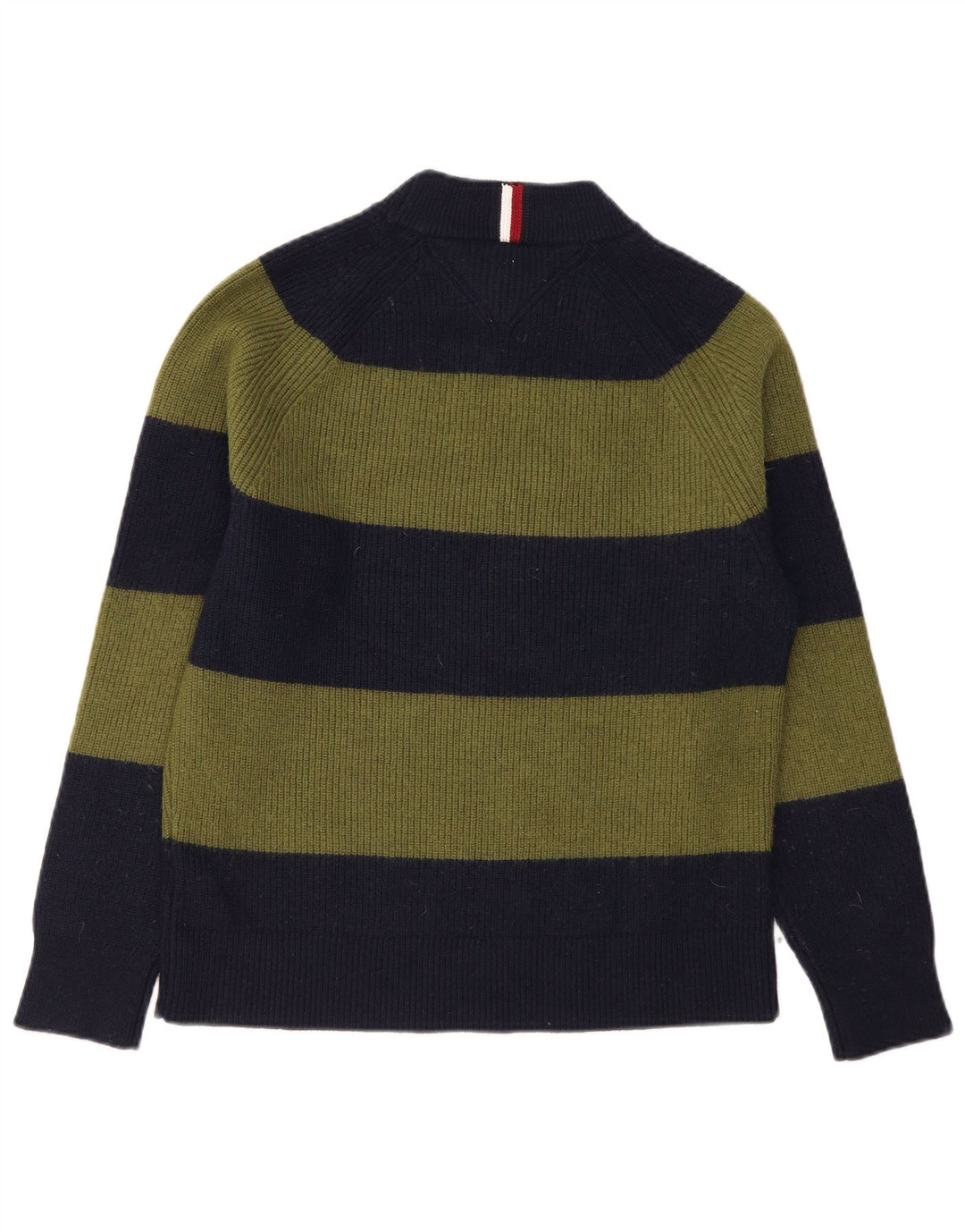 Suéter masculino Tommy Hilfiger com gola tartaruga, lã listrada cáqui média