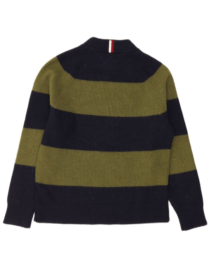 Suéter masculino Tommy Hilfiger com gola tartaruga, lã listrada cáqui média